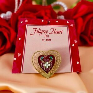 Vintage Filigree Heart Brooch